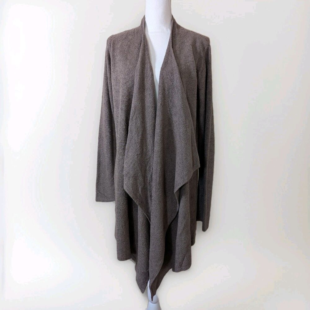 Barefoot Dreams CozyChic Lite Calypso Wrap Cardigan L XL Brown Waterfall Sweater